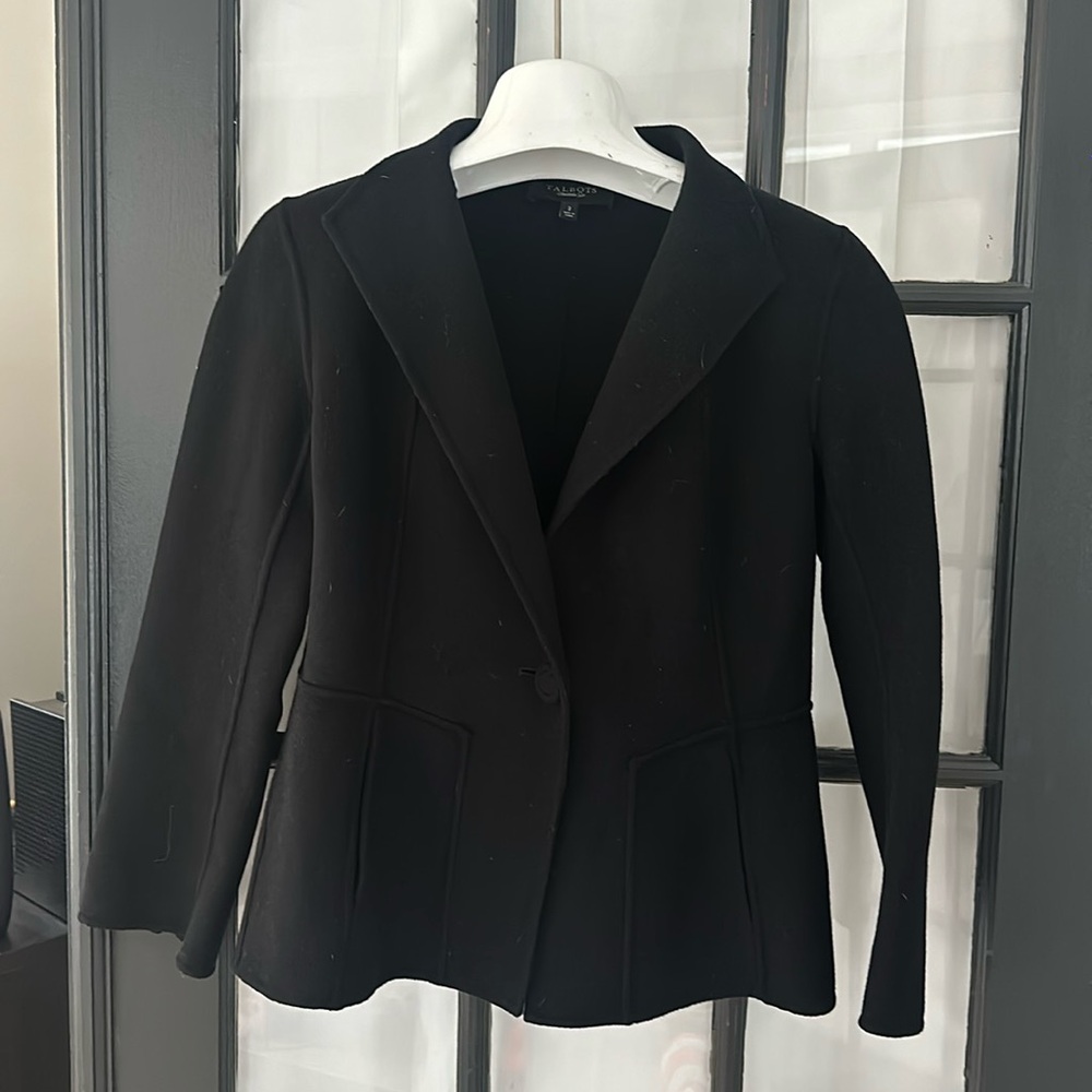 Talbots black luxe wool one button jacket (2)